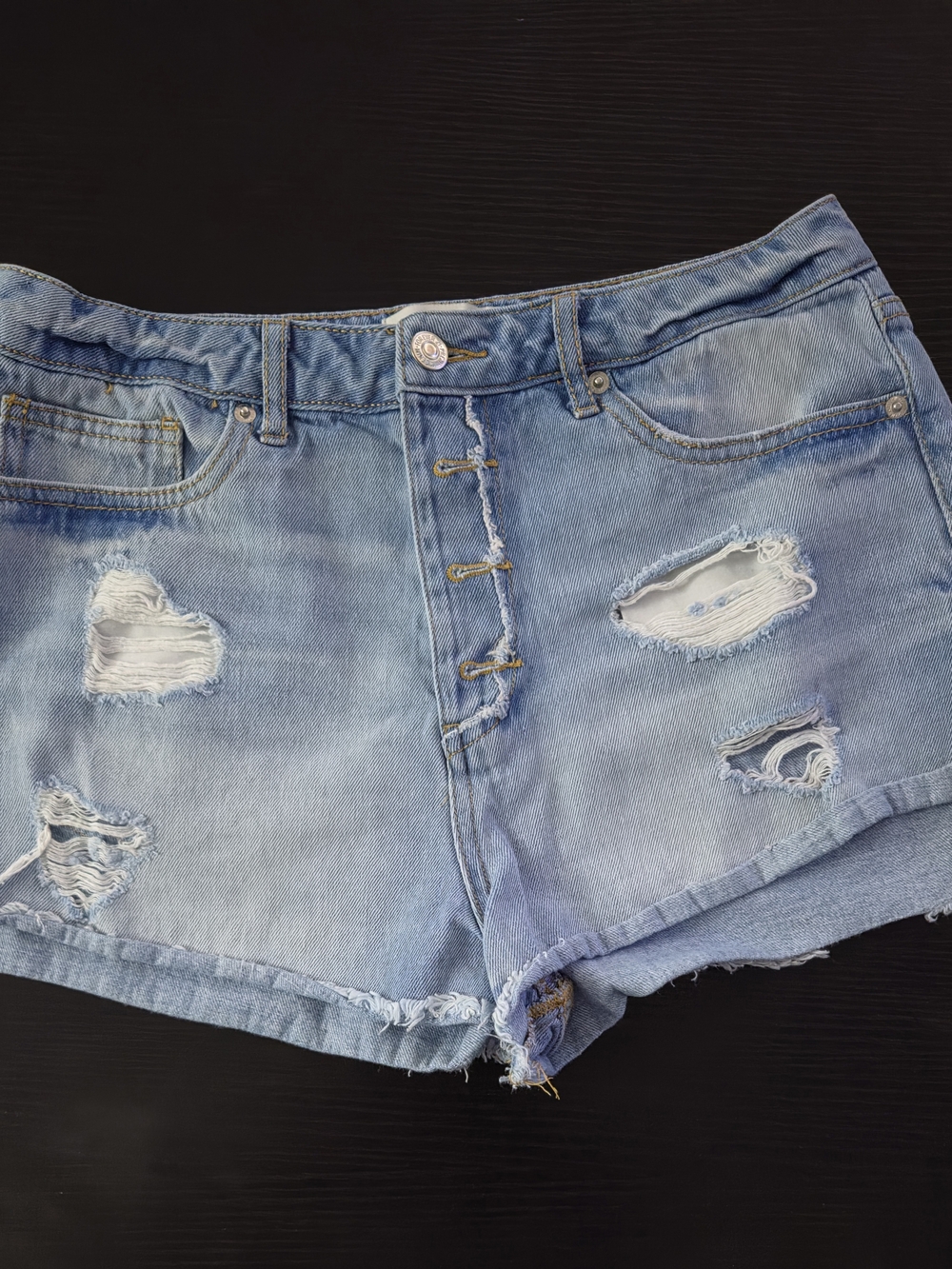 Forever 21 Light Blue Distressed Denim Shorts